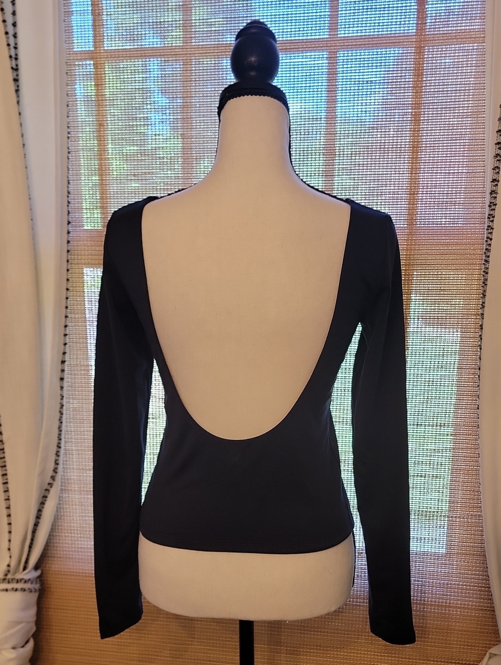 Aerie Navy The Hugger Long-Sleeve Scoop Back Top